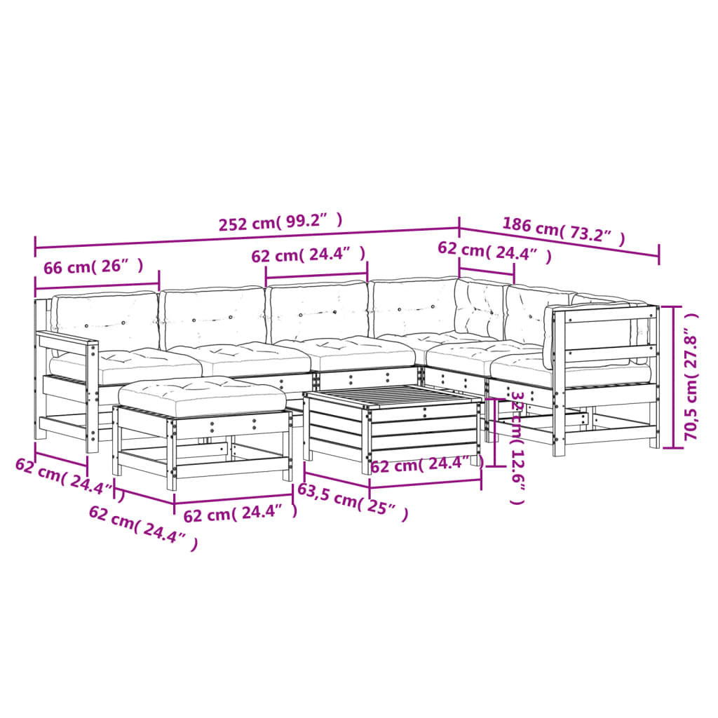 Drewniany zestaw wypoczynkowy biały 5-el. Ogrodowy - 62x62x70,5 cm, antracytowe poduszki