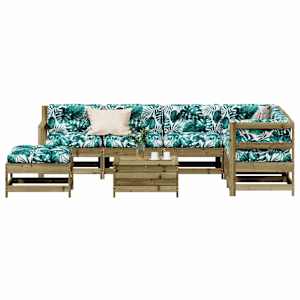 Vrtna garnitura 8-delna z blazinami impregnirana trdna borovina