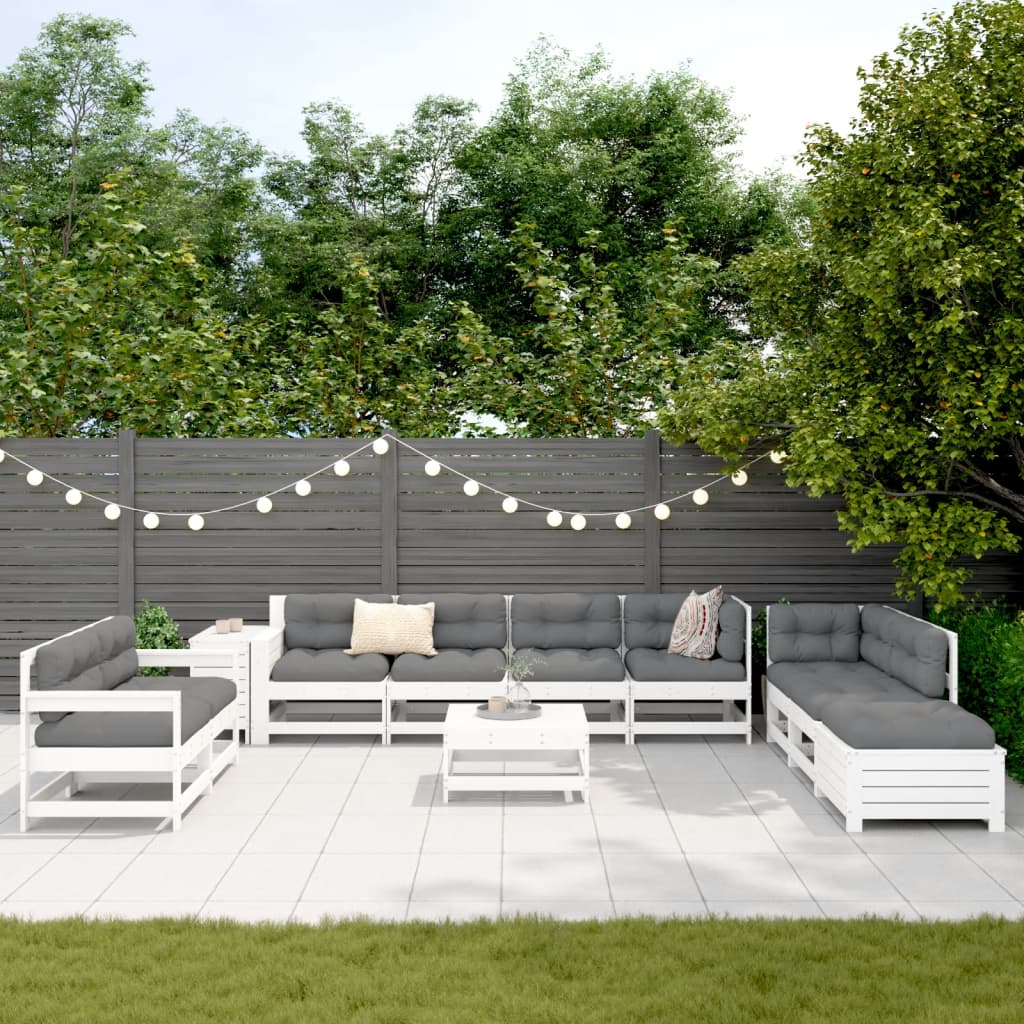 vidaXL 11-delige Loungeset massief grenenhout wit afbeelding