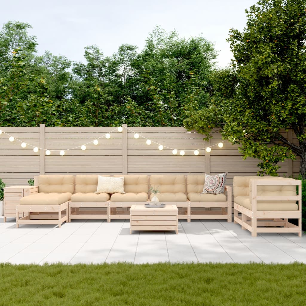 vidaXL 10-delige Loungeset massief grenenhout afbeelding