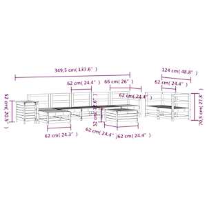 10dílná zahradní sedací souprava bílá masivní borovice - obrázek 13