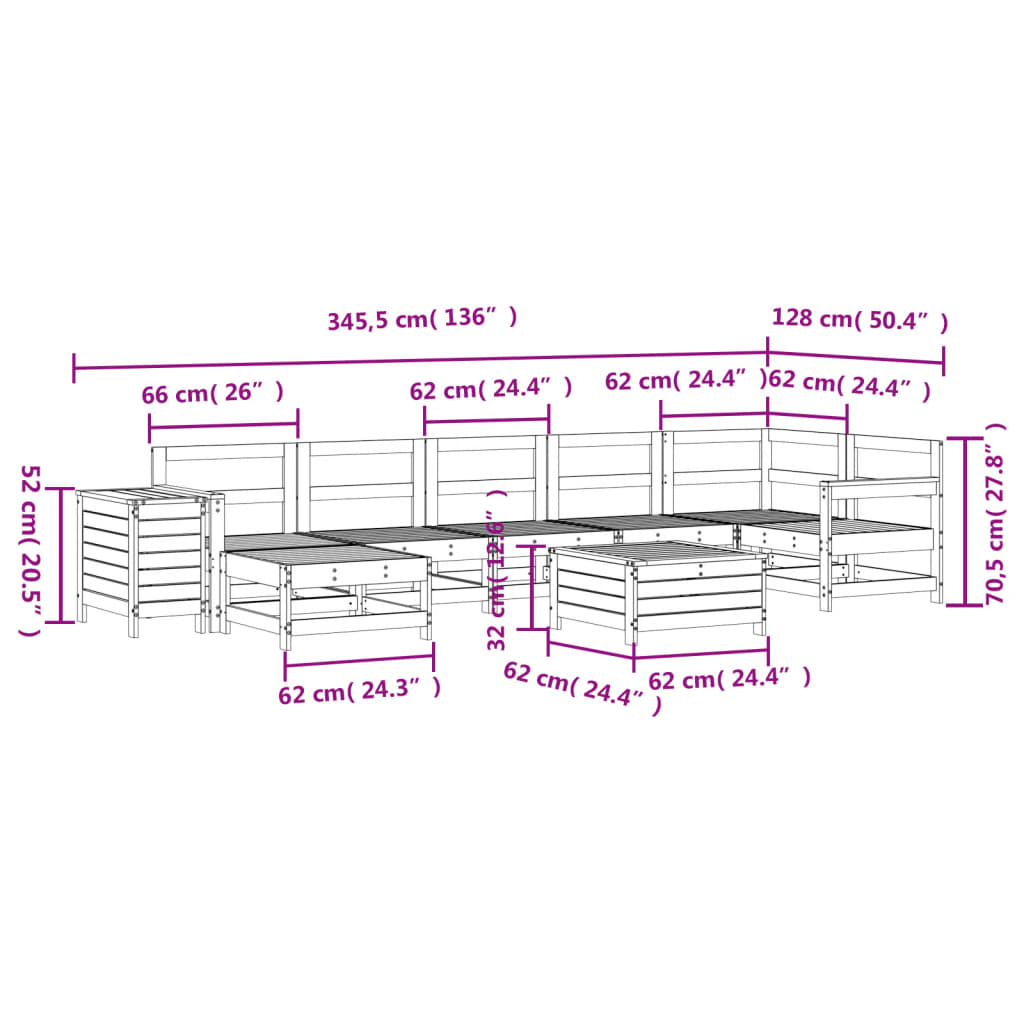 9-delige Loungeset massief grenenhout image 13