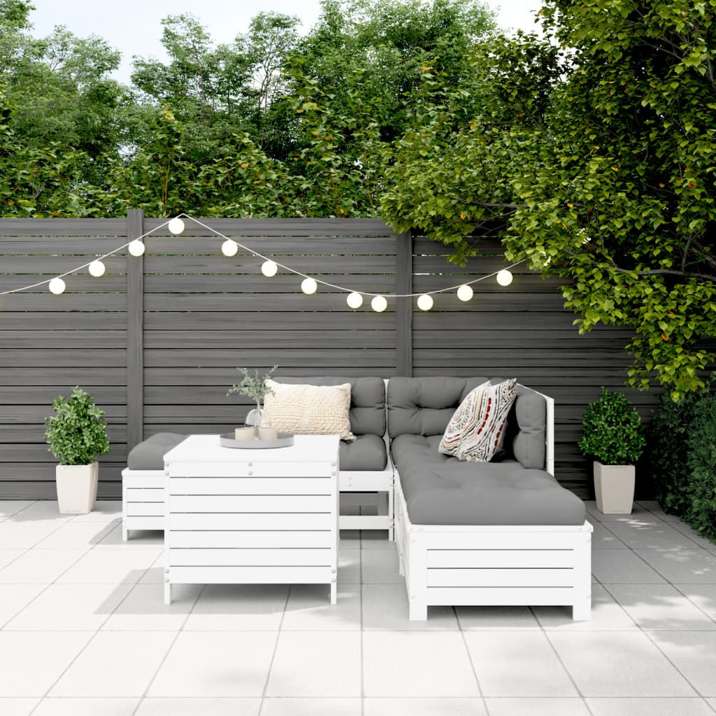 vidaXL 6-delige Loungeset massief grenenhout wit afbeelding