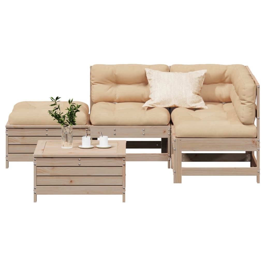 vidaXL Set mobilier de grădină cu perne, 5 piese, lemn masiv de pin