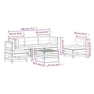 Vrtna sedežna garnitura 6-delna z blazinami trdna borovina - slika 10