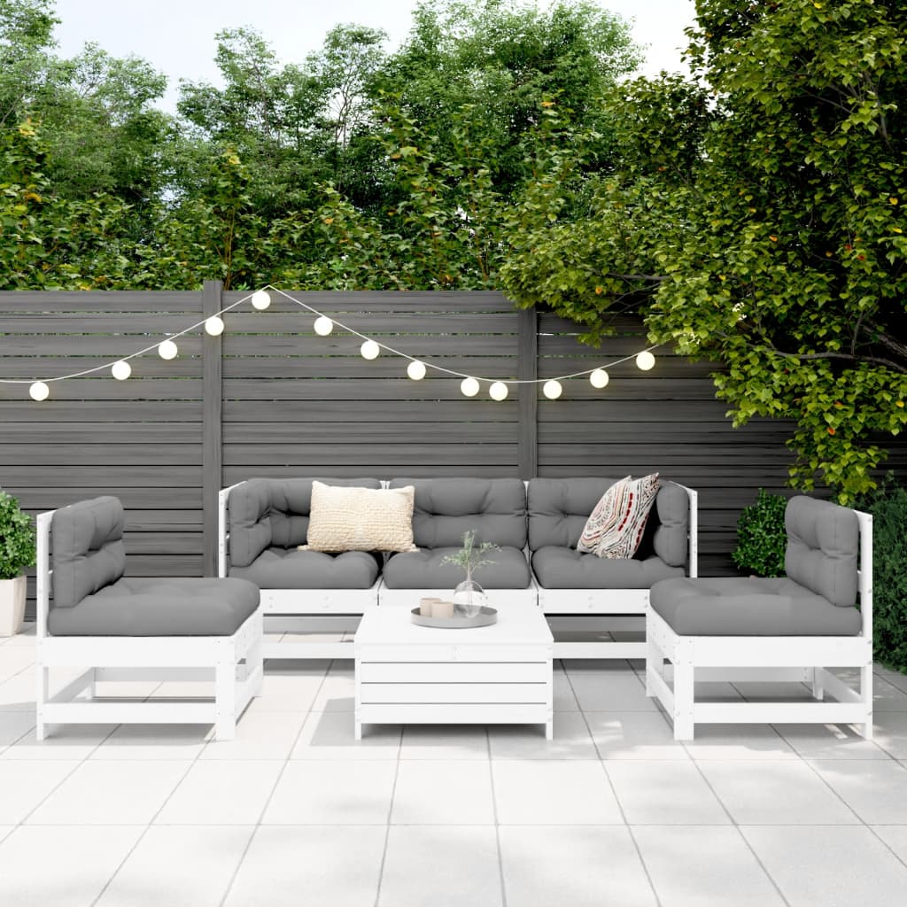 vidaXL 6-delige Loungeset massief grenenhout wit afbeelding