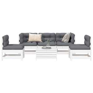 Vrtna sedežna garnitura 6-delna bela trdna borovina