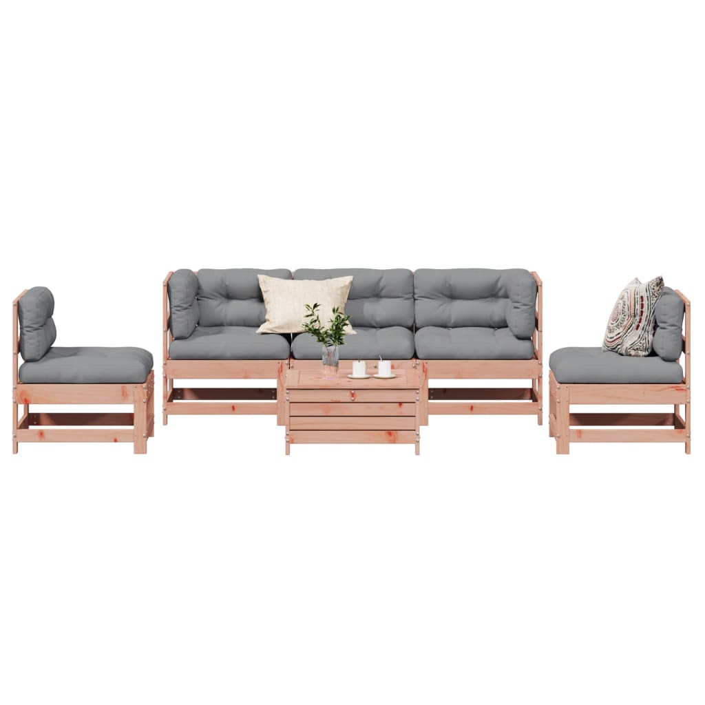 vidaXL 6-delige Loungeset met kussens massief douglashout afbeelding