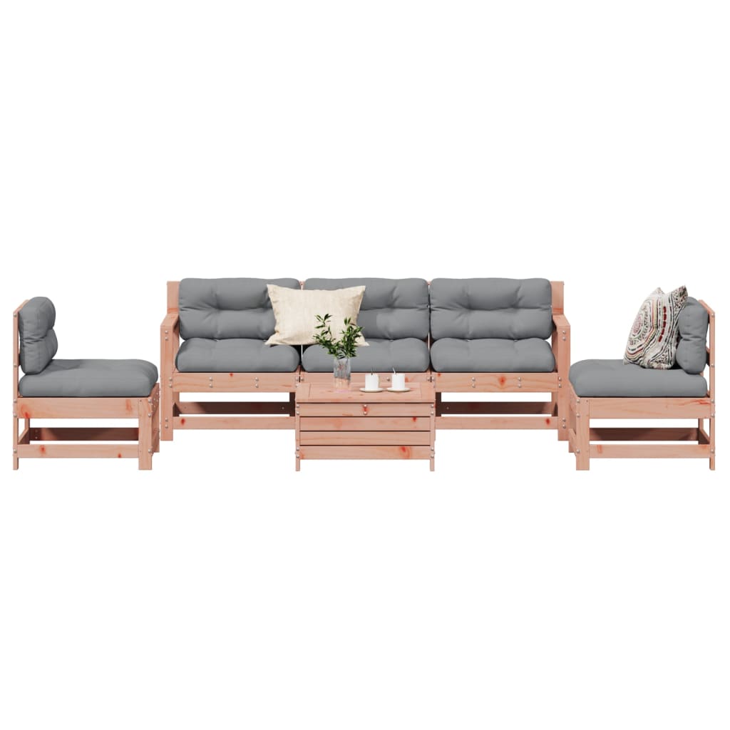 vidaXL 6-delige Loungeset met kussens massief douglashout afbeelding