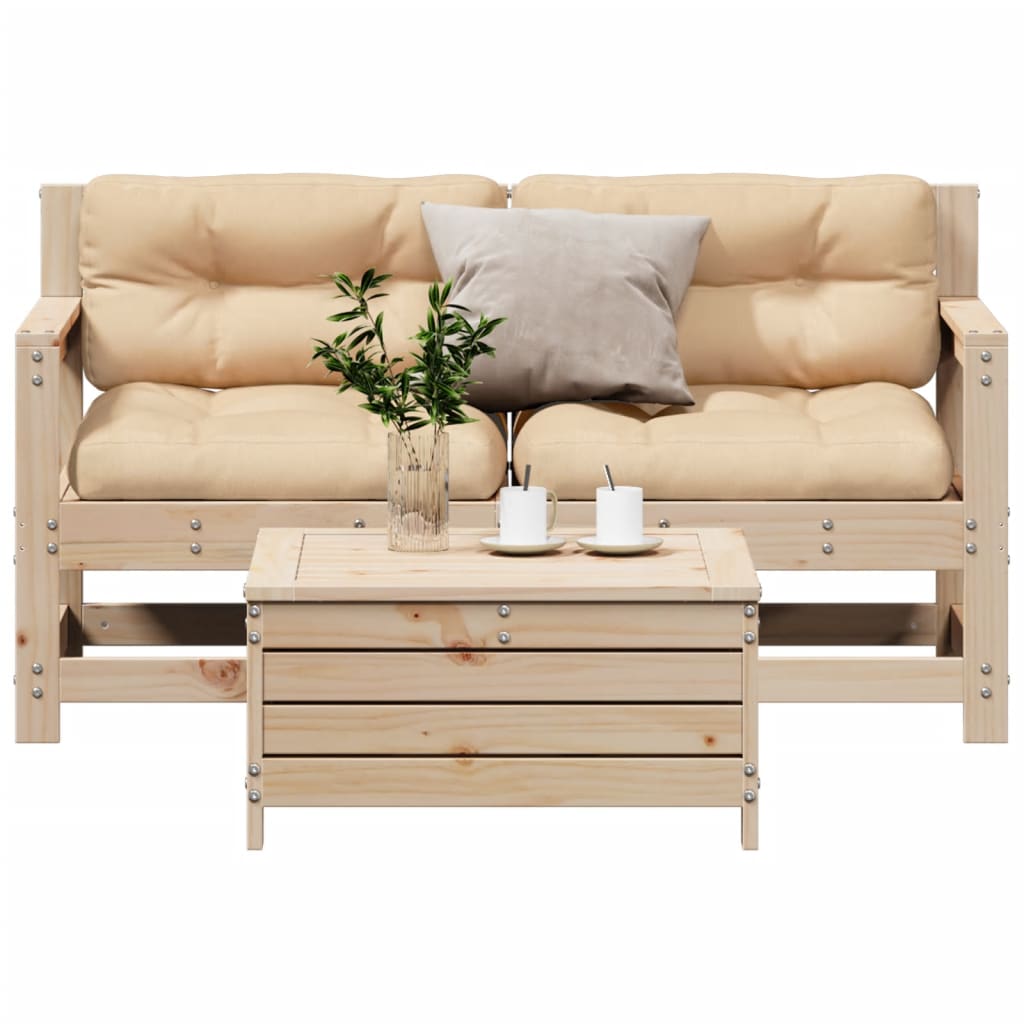 vidaXL 3-tlg. Garten-Lounge-Set mit Kissen Massivholz Kiefer