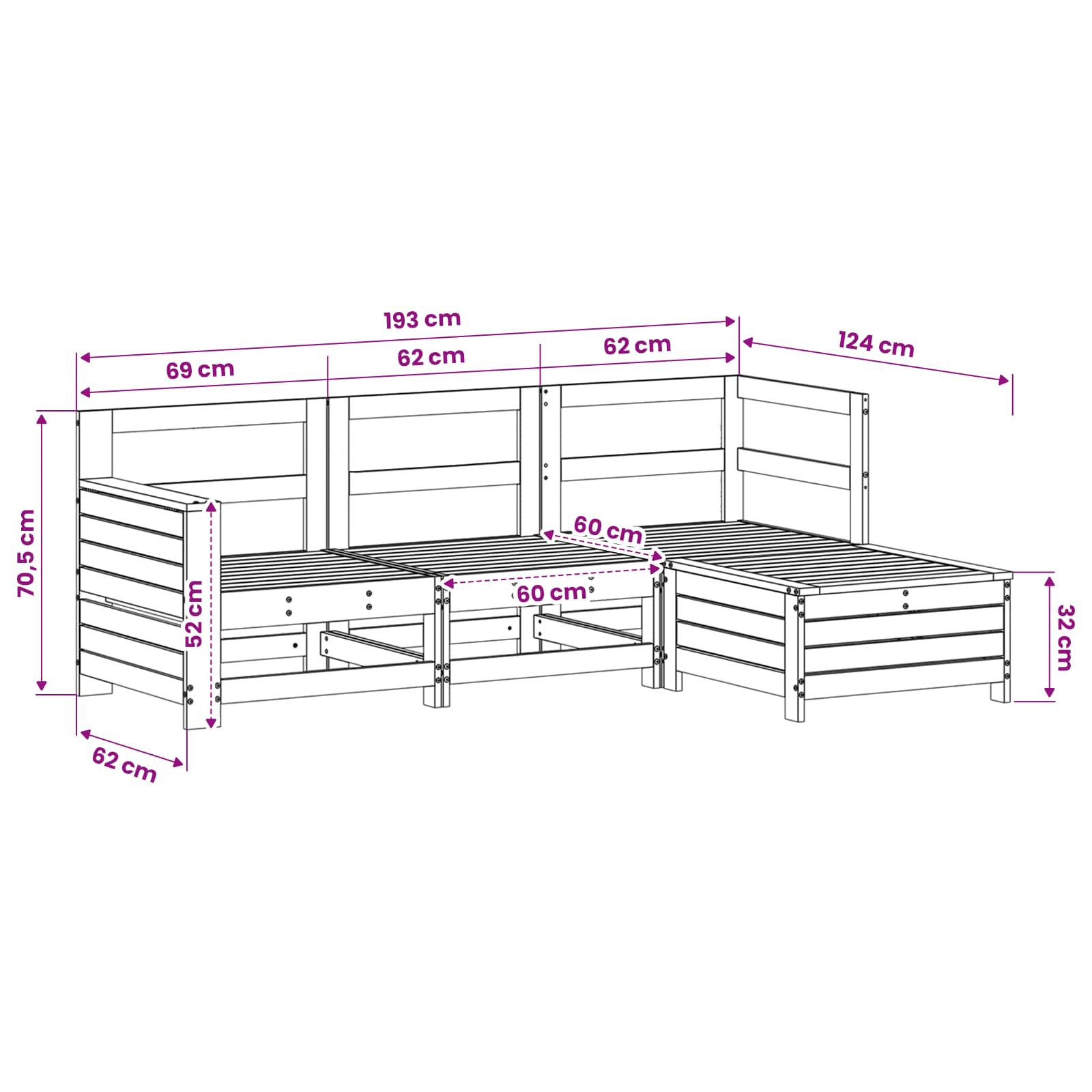 4-delige Loungeset massief douglas vurenhout - Afbeelding 11