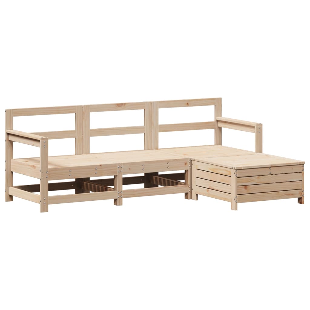Zestaw wypoczynkowy ogrodowy z litego drewna sosnowego 66x62x70,5cm, surowe; 110kg/siedzisko; 4 elementy; modułowy