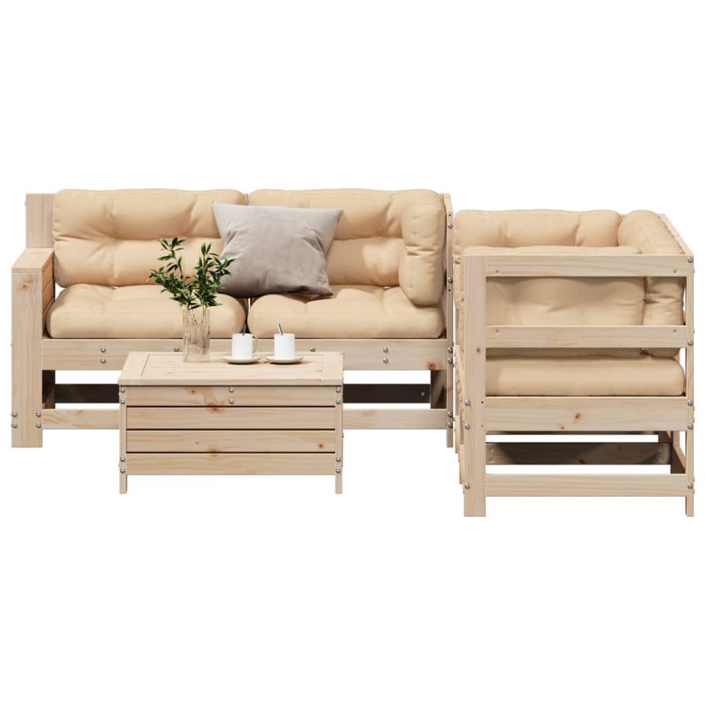 vidaXL 5-delige Loungeset met kussens massief grenenhout afbeelding