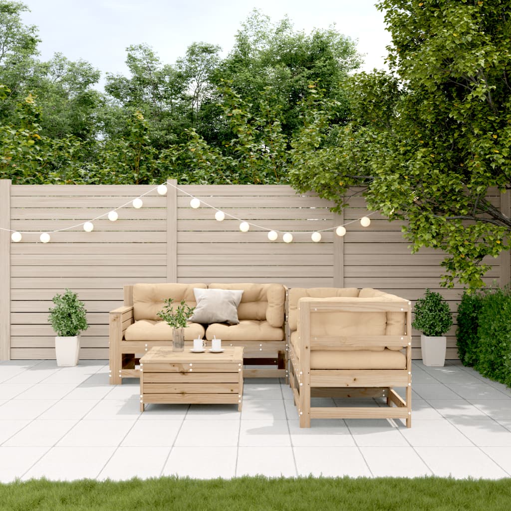 vidaXL 5-tlg. Garten-Lounge-Set mit Kissen Massivholz Kiefer