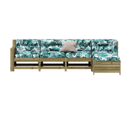 vidaXL 5-delige Loungeset met kussens ge&iuml;mpregneerd grenenhout