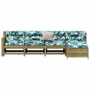 vidaXL 5-delige Loungeset met kussens ge&iuml;mpregneerd grenenhout