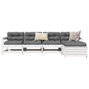 Vrtna sedežna garnitura 5-delna bela trdna borovina