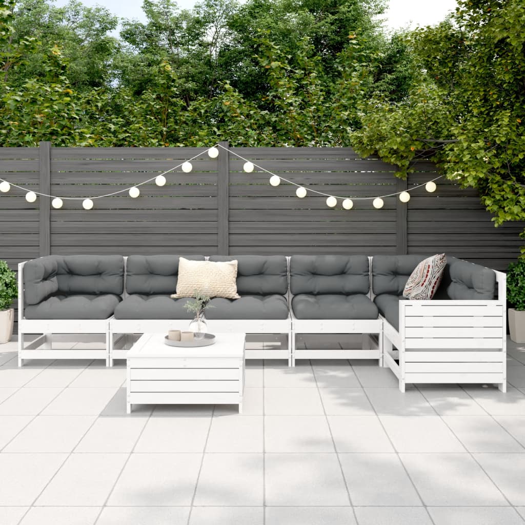 vidaXL 7-delige Loungeset massief grenenhout wit afbeelding
