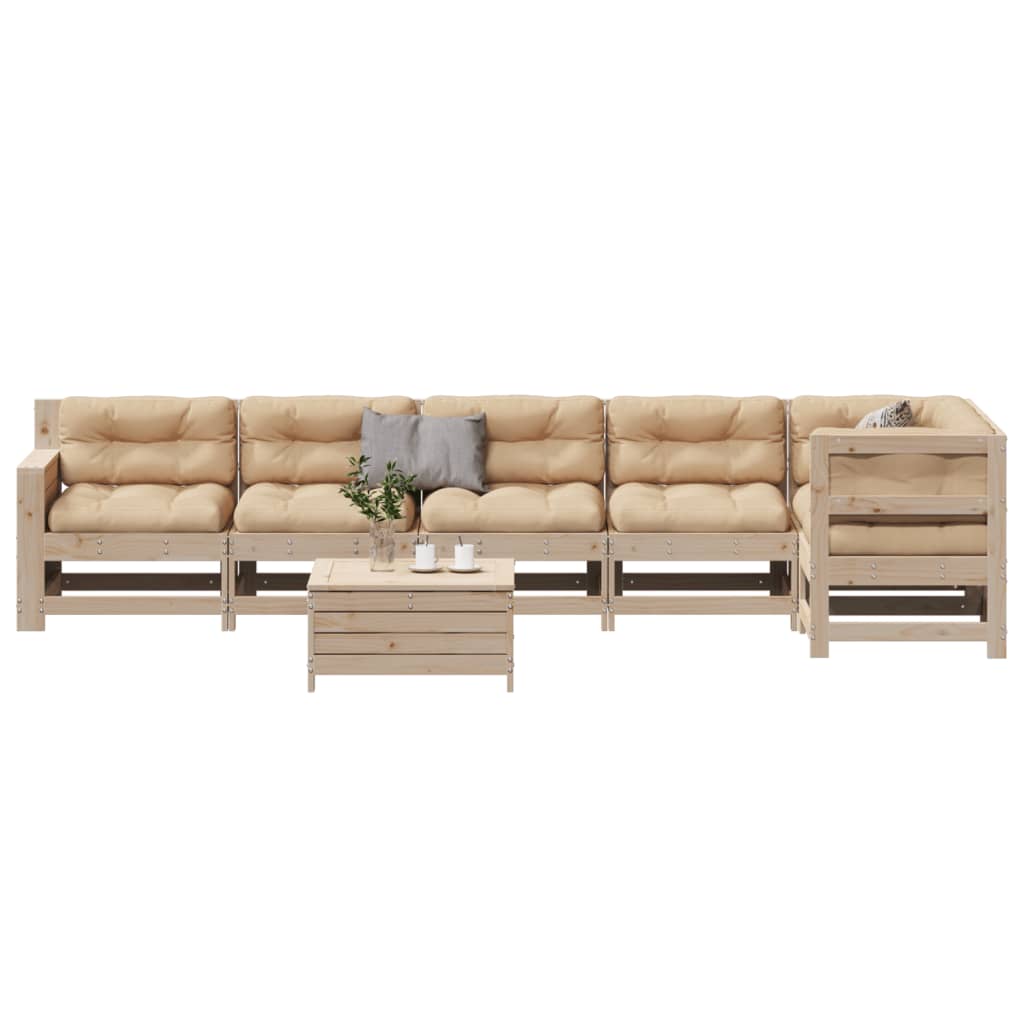 vidaXL Set mobilier de grădină cu perne, 7 piese, lemn masiv de pin