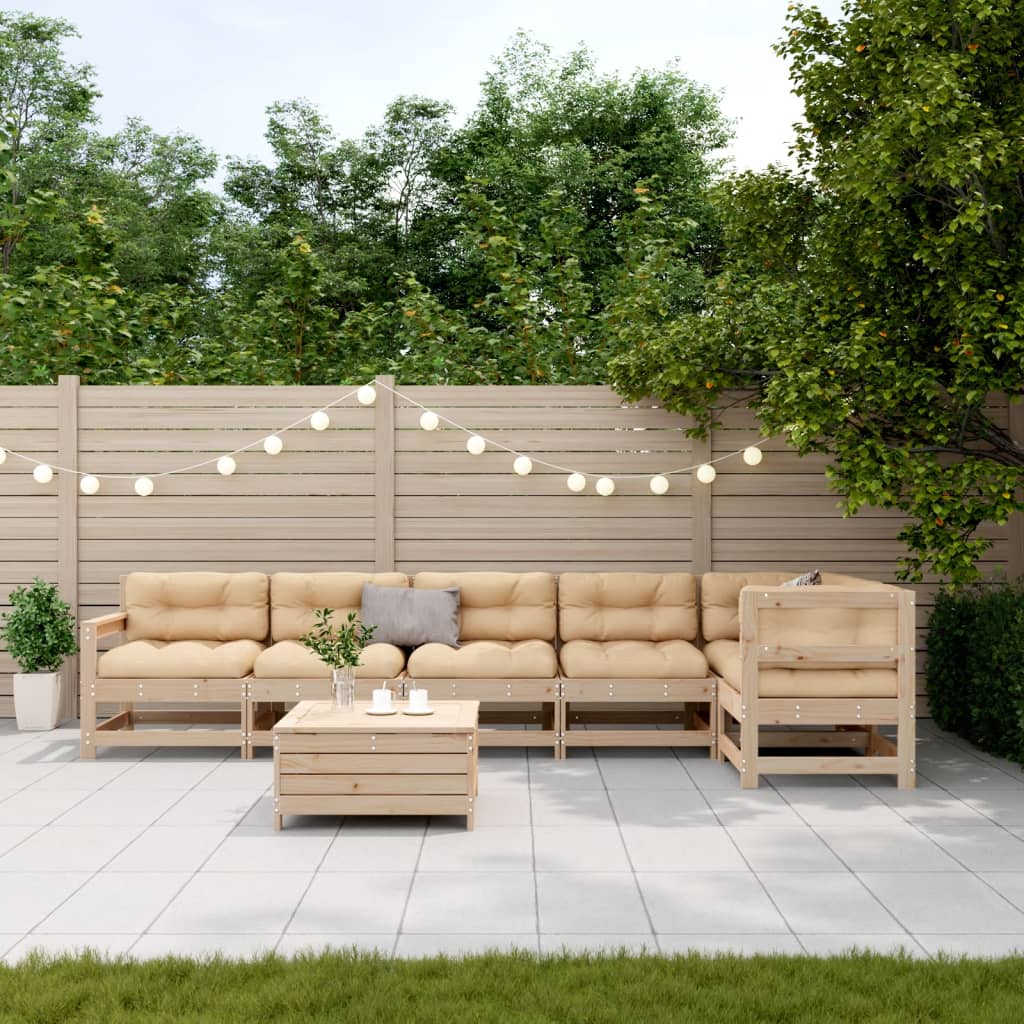 vidaXL 7-delige Loungeset met kussens massief grenenhout afbeelding