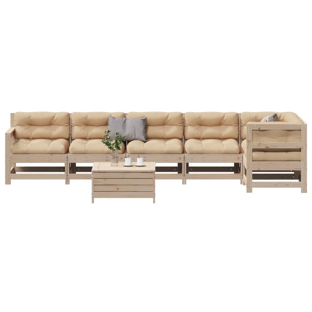 vidaXL Set mobilier de grădină cu perne, 7 piese, lemn masiv de pin