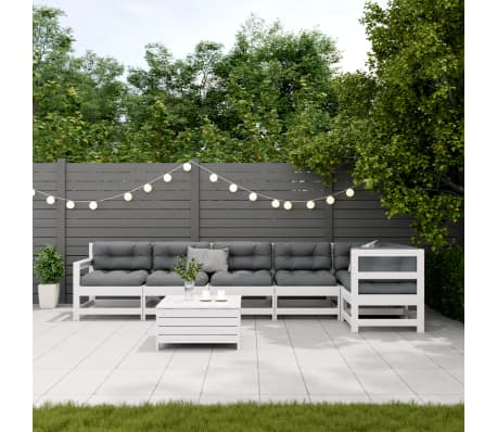 vidaXL Sodo komplektas su pagalvėlėmis, 7 dalių, pu&scaron;ies masyvas