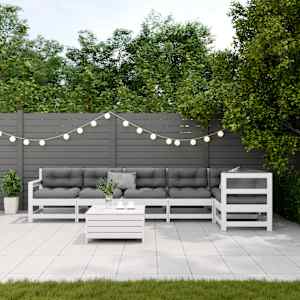 vidaXL Sodo komplektas su pagalvėlėmis, 7 dalių, pu&scaron;ies masyvas