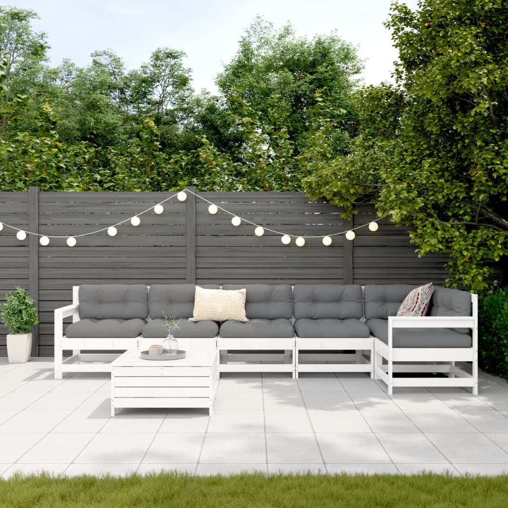 vidaXL 7-delige Loungeset massief grenenhout wit afbeelding