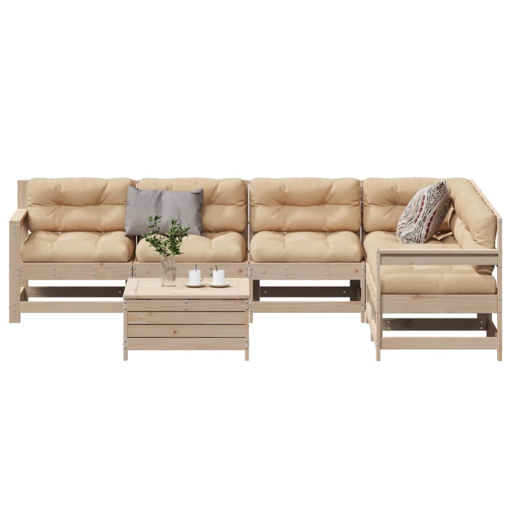 vidaXL Set mobilier de grădină cu perne, 7 piese, lemn masiv de pin