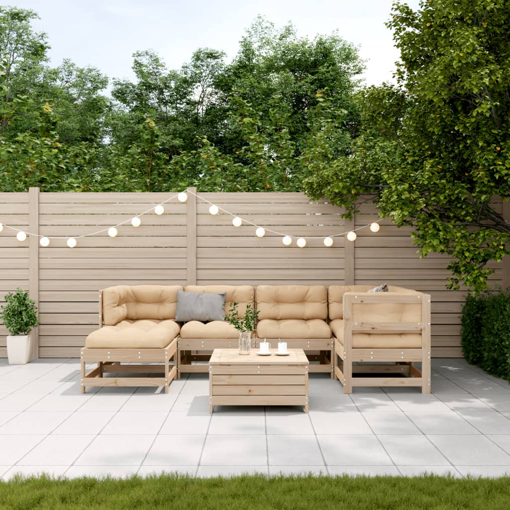 vidaXL 7-delige Loungeset met kussens massief grenenhout afbeelding
