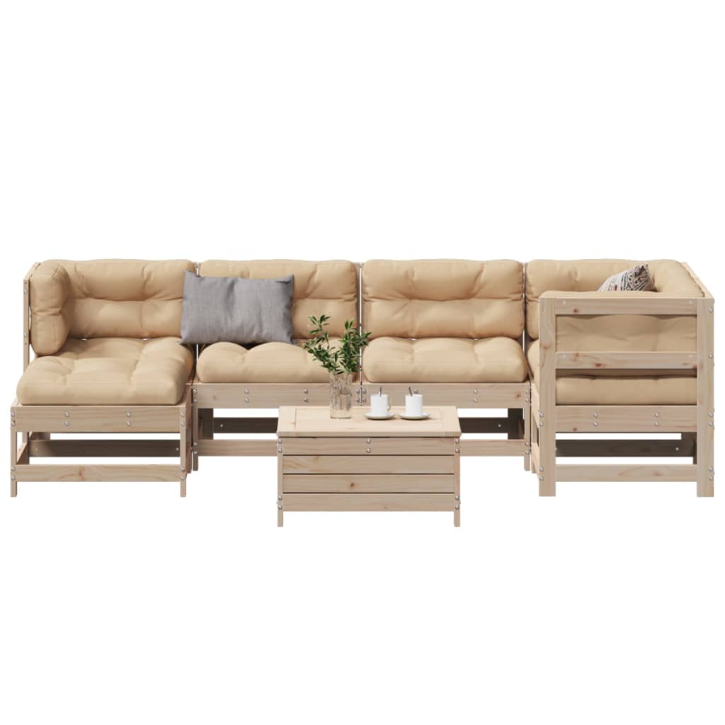 vidaXL Set mobilier de grădină cu perne, 7 piese, lemn masiv de pin