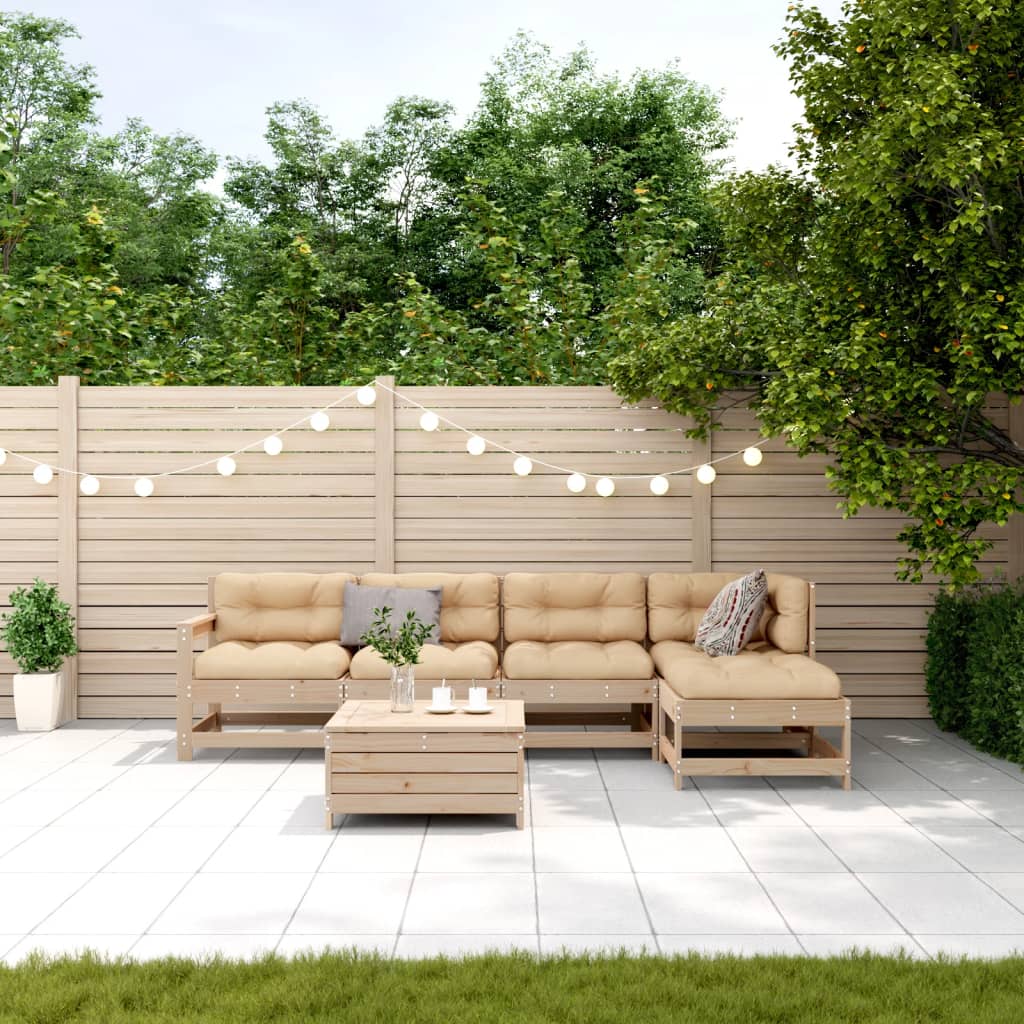 vidaXL 6-delige Loungeset met kussens massief grenenhout afbeelding