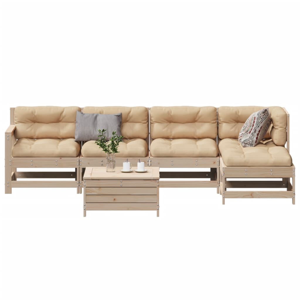 vidaXL Set mobilier de grădină cu perne, 6 piese, lemn masiv de pin