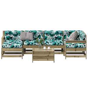 Vrtna garnitura 7-delna z blazinami impregnirana trdna borovina