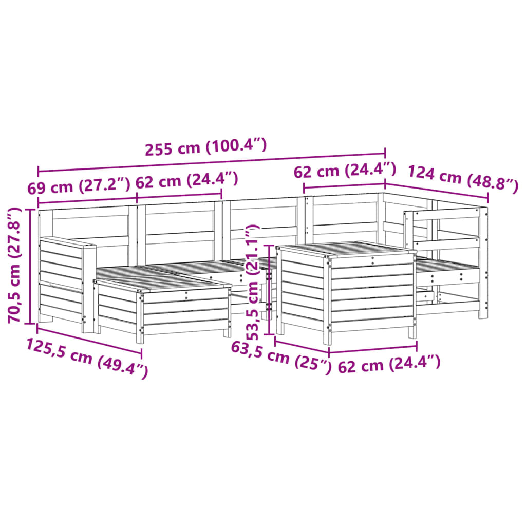 7-delige Loungeset massief grenenhout image 13