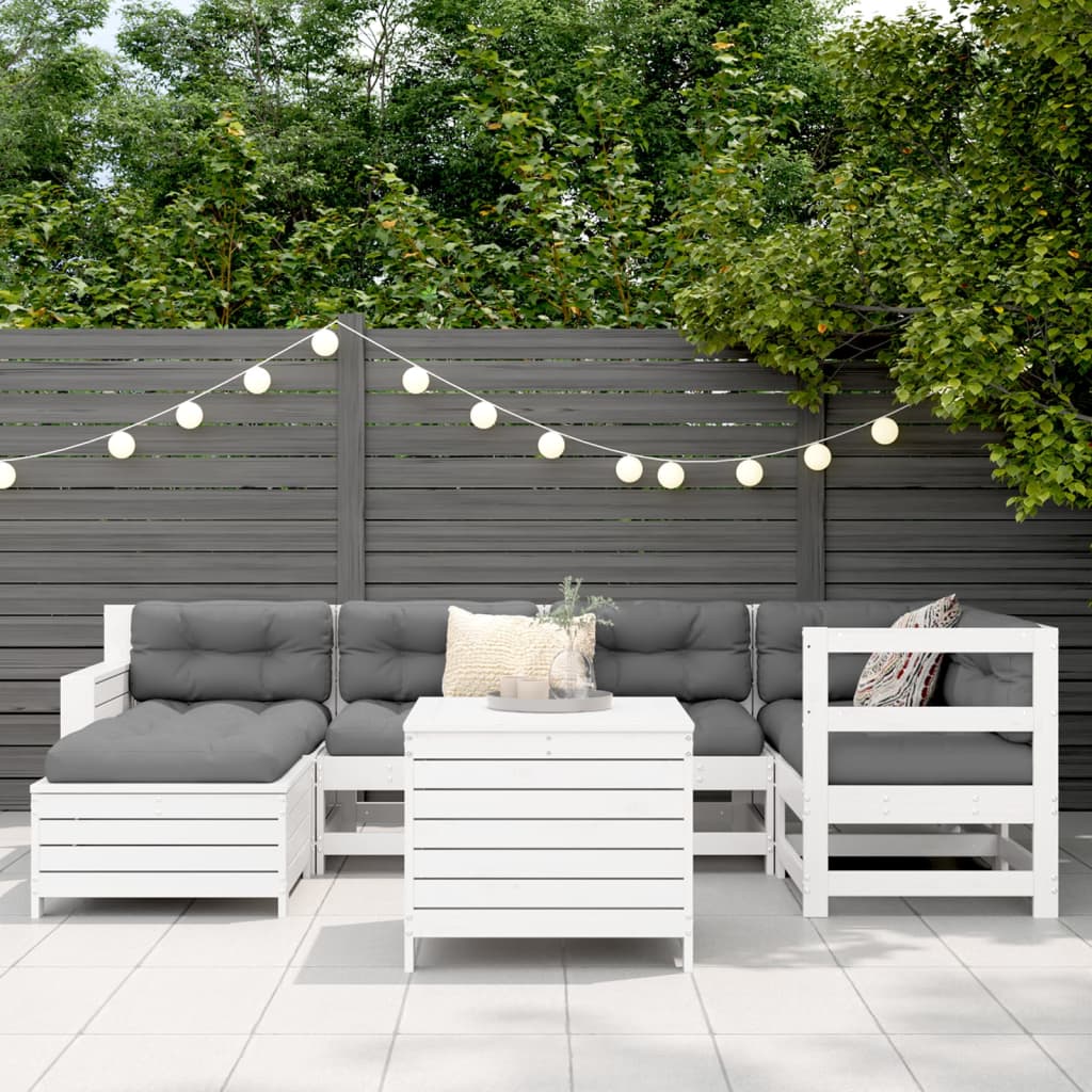vidaXL 7-delige Loungeset massief grenenhout wit afbeelding