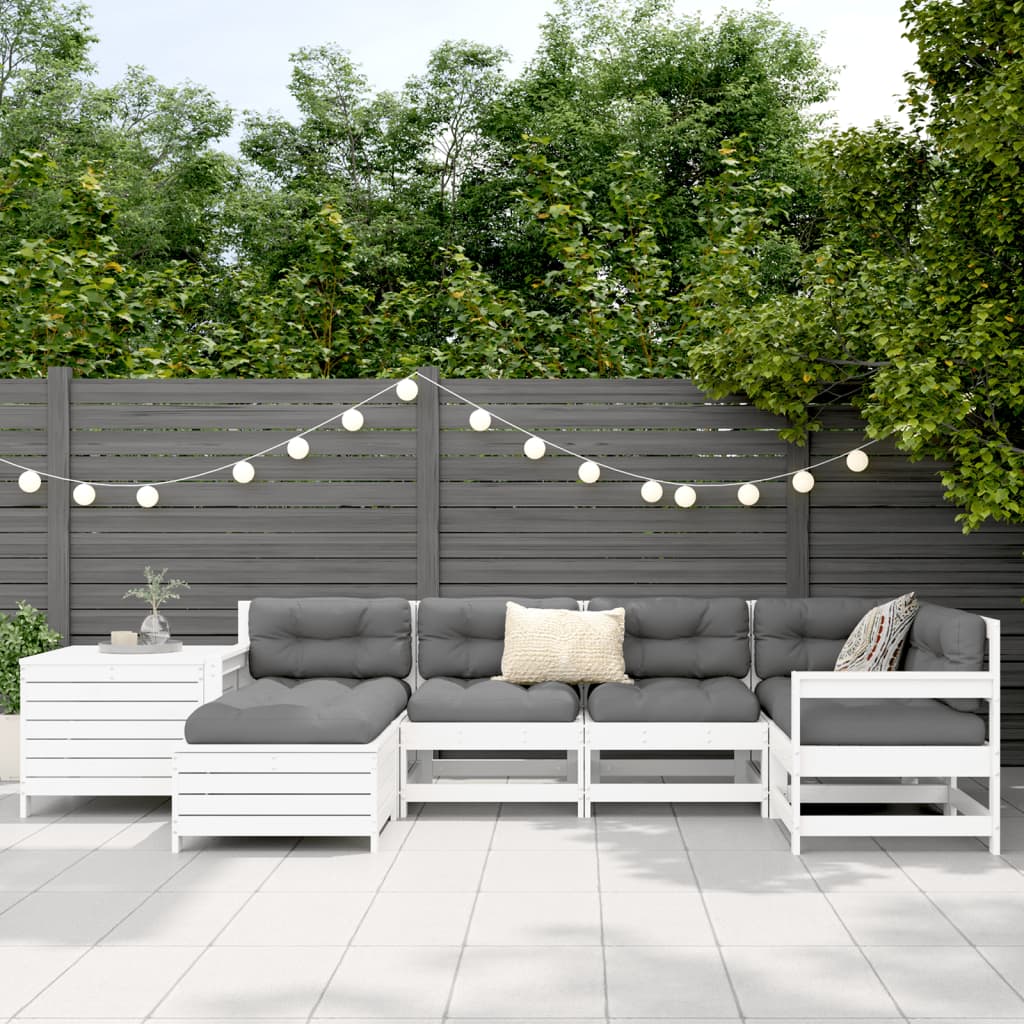 Thumbnail - vidaXL 7-tlg. Garten-Sofagarnitur Weiß Massivholz Kiefer
