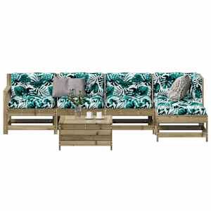 Vrtna garnitura 6-delna z blazinami impregnirana trdna borovina