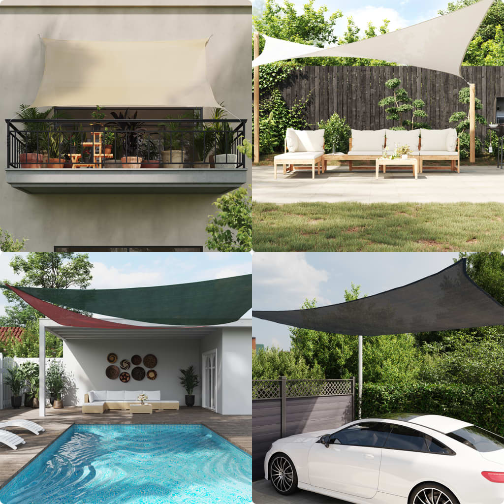 vidaXL Panza parasolar gri deschis 3x4x5m HDPE 160 g/m² triunghiular