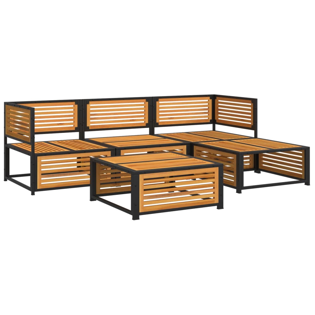 vidaXL 5-delige Loungeset met kussens massief acaciahout afbeelding
