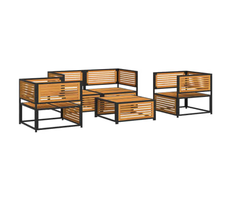 vidaXL Set de canapele de grădină cu perne, 5 buc., lemn masiv acacia