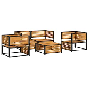vidaXL Set de canapele de grădină cu perne, 5 buc., lemn masiv acacia