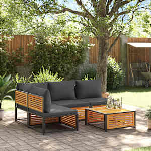 Vrtna sedežna garnitura z blazinami 5-delna trden akacijev les