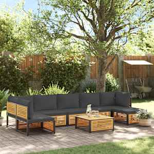 Vrtna sedežna garnitura 8-delna z blazinami trden akacijev les