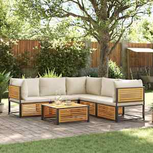 Vrtna sedežna garnitura 6-delna z blazinami trden akacijev les