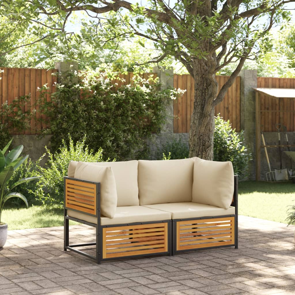 vidaXL 2-tlg. Garten-Sofa-Set mit Kissen Massivholz Akazie