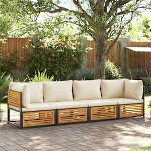 Vrtna sedežna garnitura 4-delna z blazinami trden akacijev les