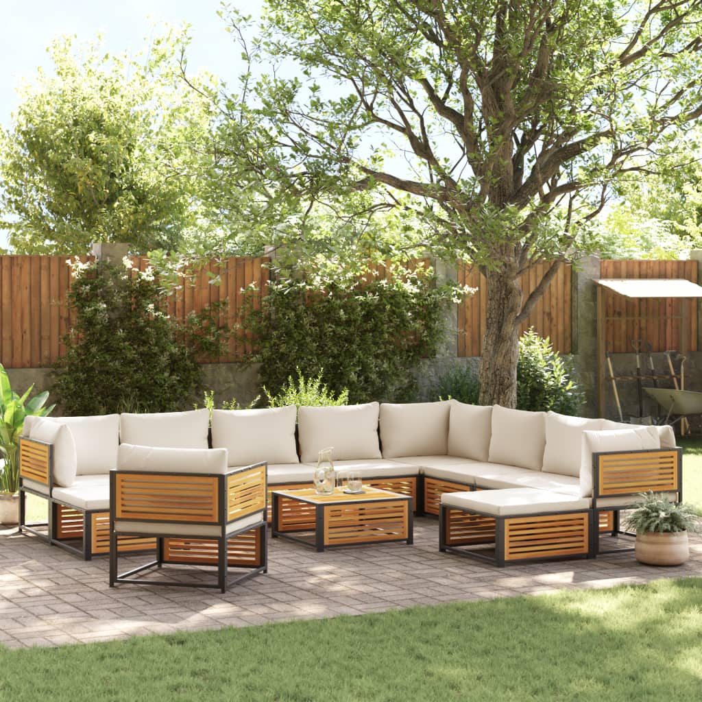 vidaXL Set canapele grădină cu perne, 12 piese, lemn masiv de acacia