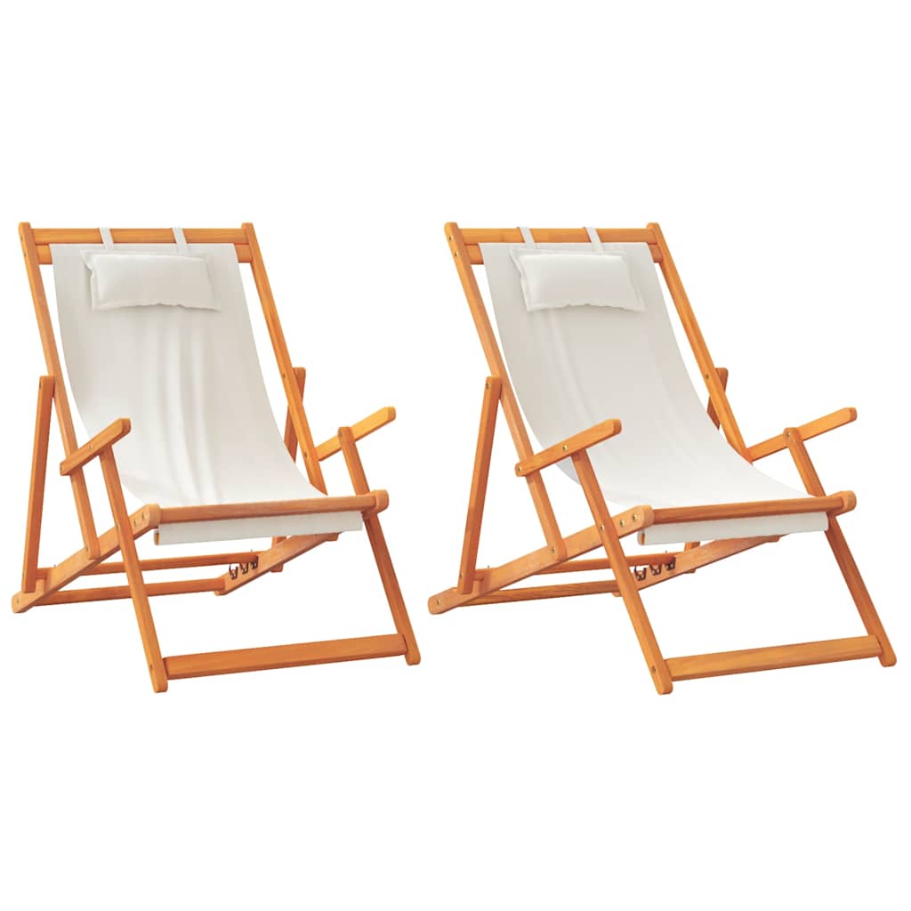 Thumbnail - vidaXL Klappbare Strandstühle 2 Stk. Creme Stoff