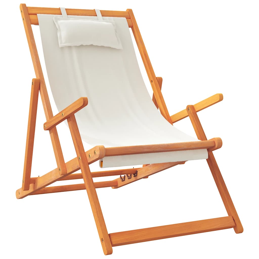 Thumbnail - vidaXL Klappbare Strandstühle 2 Stk. Creme Stoff